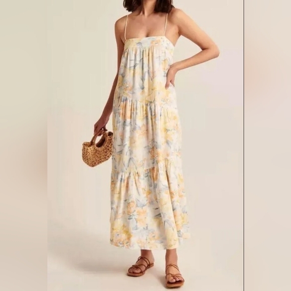 Abercrombie & Fitch Dresses & Skirts - Abercrombie & Fitch Floral Maxi Dress in Cream, Yellow & Blue
